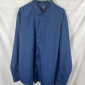 Mix & NY Men’s Dark Blue Performance Button Down Shirt Slim Fit XXL
